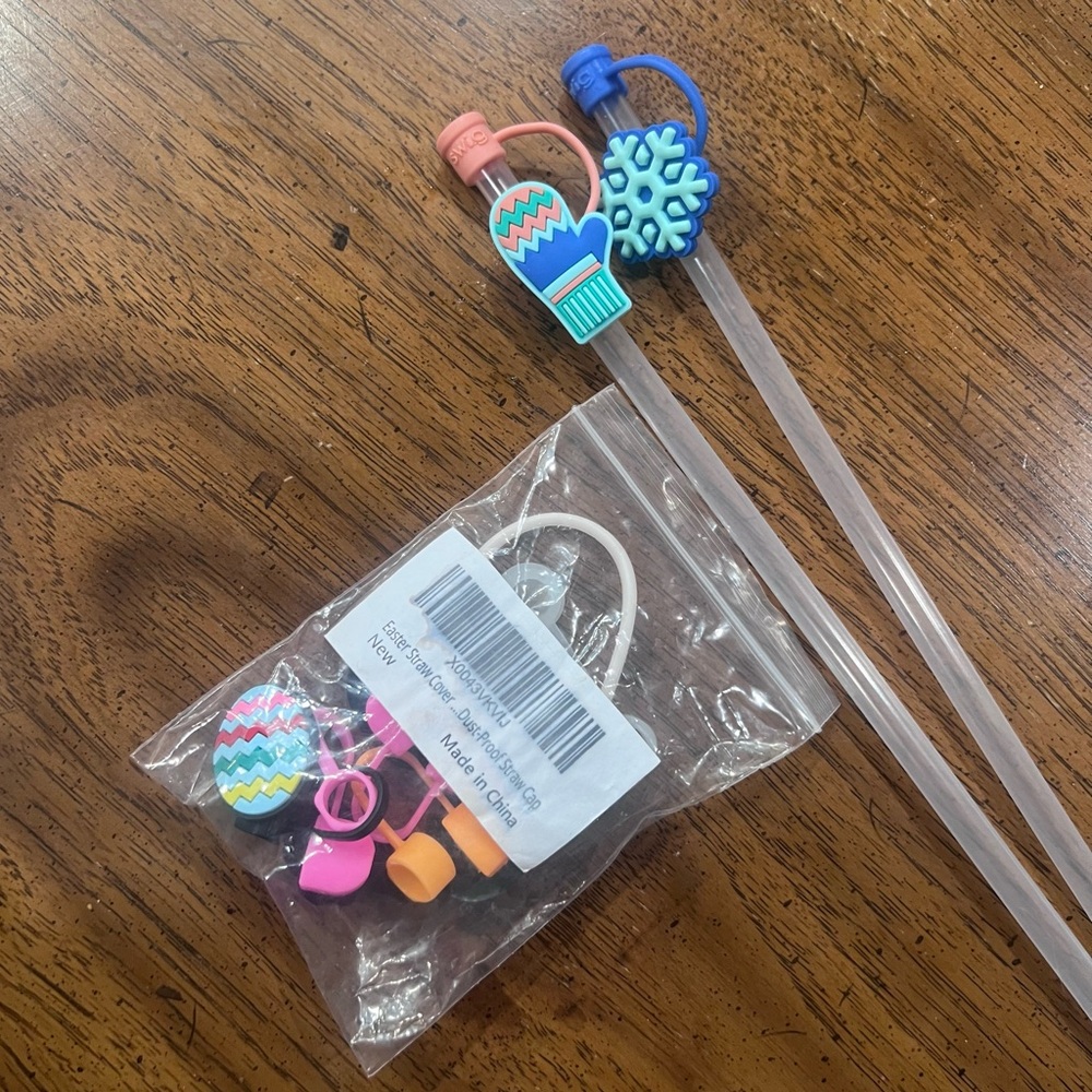 Swig life straw topper with 2 reusable straws & pack of straw toppers-Easter